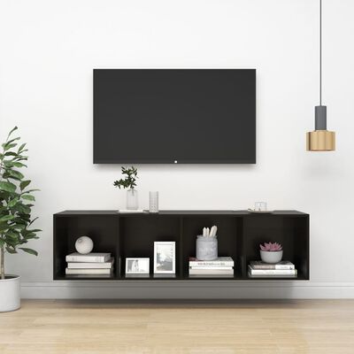 vidaXL Nástenná TV skrinka, lesklá čierna 37x37x142,5 cm