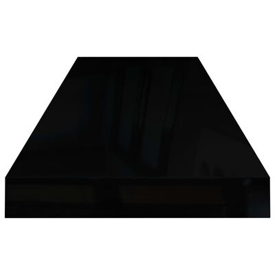 vidaXL Plávajúce nástenné police 4ks, lesklé čierne 80x23,5x3,8cm, MDF