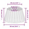 vidaXL Tienidlo na stropnú lampu biele Ø50x30 cm prútené