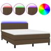 vidaXL Posteľ boxsping s matracom a LED tmavohned&aacute; 140x190 cm l&aacute;tka