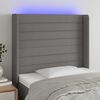 vidaXL Čelo postele s LED tmavosiv&eacute; 83x16x118/128 cm l&aacute;tka