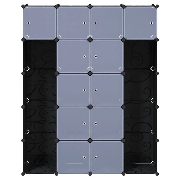 vidaXL Modul&aacute;rna skrinka, 14 priečinkov, čierna a biela 37x146x180,5cm