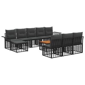 vidaXL Z&aacute;hradn&aacute; s&uacute;prava gaučov 11 pcs Čierna a tmavo&scaron;ed&aacute; Polyester
