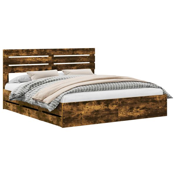 vidaXL R&aacute;m postele Dymov&aacute; dub 200 x 200 cm Inžinierske drevo