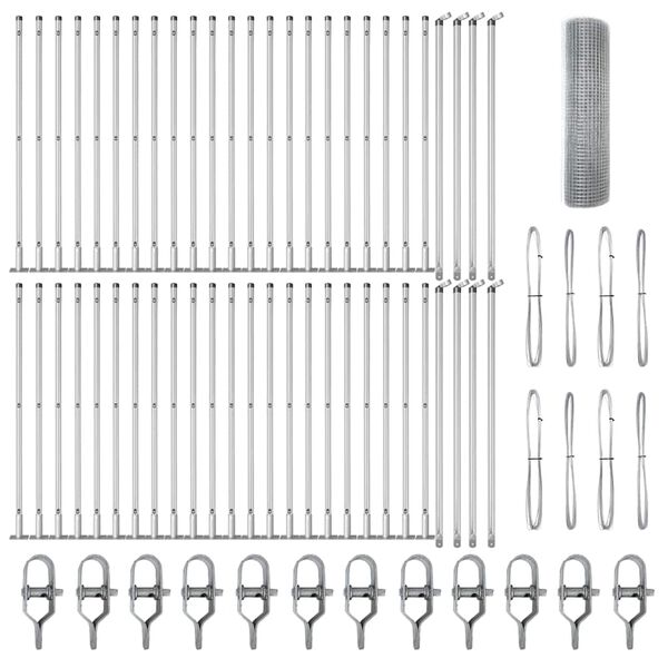 vidaXL Stĺp na plot. Strieborn&aacute; 100 x 0,6 m (12 x 12 mm sieť) Oceľ
