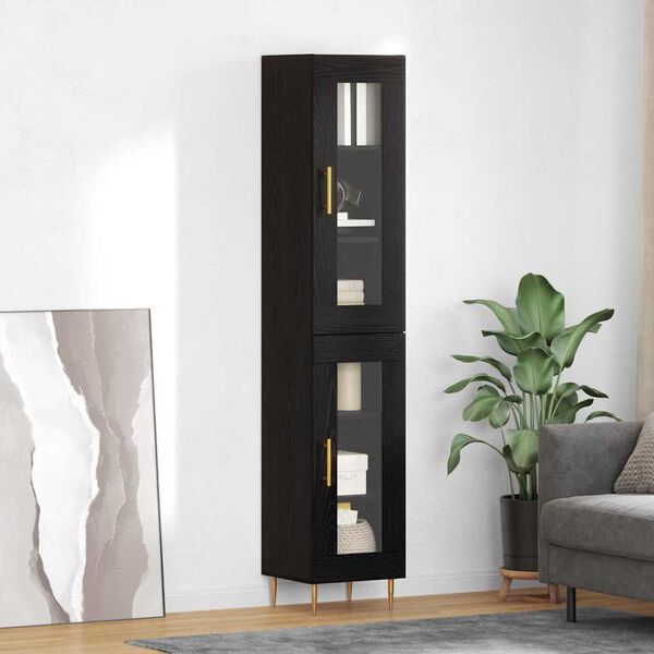 vidaXL Highboard 2 pcs Čierny dub Sklo