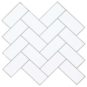 vidaXL Dlaždica herringbone 10 pcs Biela &scaron;ed&aacute; 30 x 30 cm