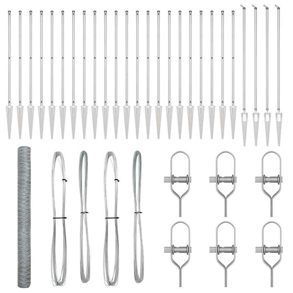 vidaXL Stĺp na plot. Strieborn&aacute; 50 x 1,5 m (50 mm mriežka) Oceľ