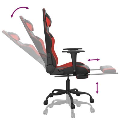 vidaXL Herná stolička s podnožkou čierna a červená umelá koža
