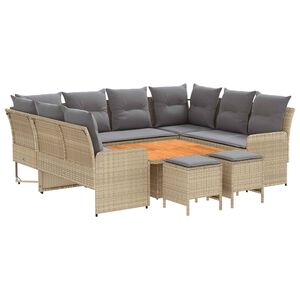 vidaXL Sady n&aacute;bytku s vank&uacute;&scaron;om 8 pcs Beige a svetlo &scaron;ed&aacute; PE ratan