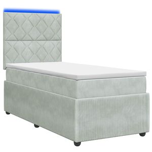 vidaXL LED boxspring posteľ s matracom Svetlosiv&aacute; 90 x 190 cm Zamat