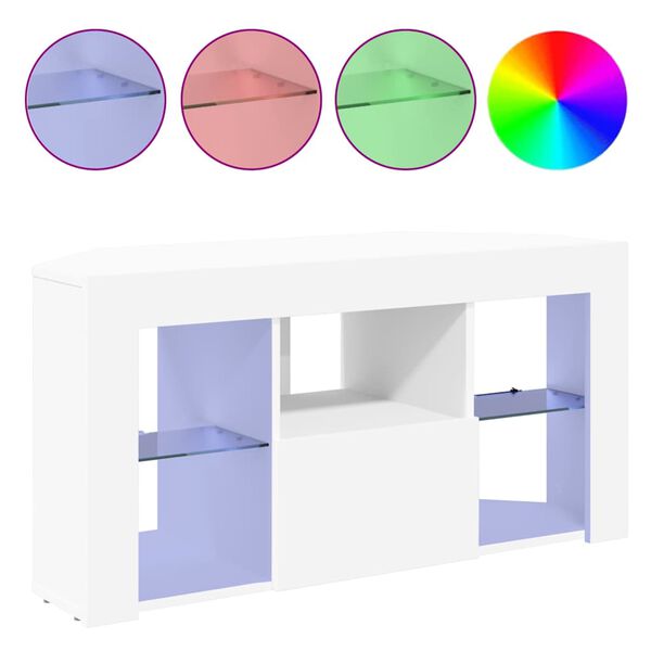 vidaXL Rohov&yacute; LED TV kabinet Biela 100 x 40 x 50 cm Kompozitn&eacute; drevo