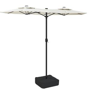 vidaXL Z&aacute;hradn&yacute; slnečn&iacute;k, dvojit&aacute; strie&scaron;ka+LED, pieskov&yacute; 316x145 cm