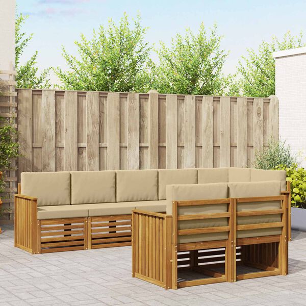 vidaXL S&uacute;pravy pohoviek 8 pcs Pr&iacute;rodn&aacute; a b&eacute;žov&aacute; Pevn&eacute; ak&aacute;ciov&eacute; drevo