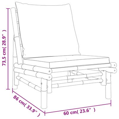 vidaXL 3-dielna záhradná sedacia súprava krémovobiele vankúše bambus