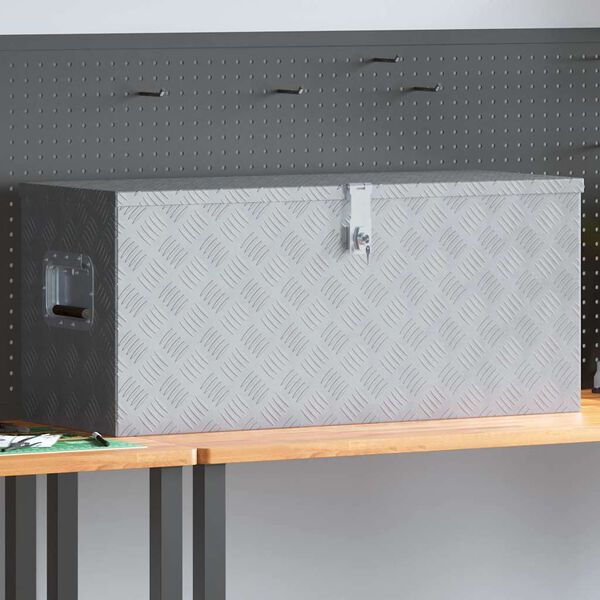 vidaXL Hliníková bednička 90,5x35 x40 cm strieborná