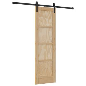 vidaXL Posuvn&eacute; dvere 61 x 198,5 cm Borovicov&yacute; mas&iacute;v Pr&iacute;rodn&aacute; a čierna