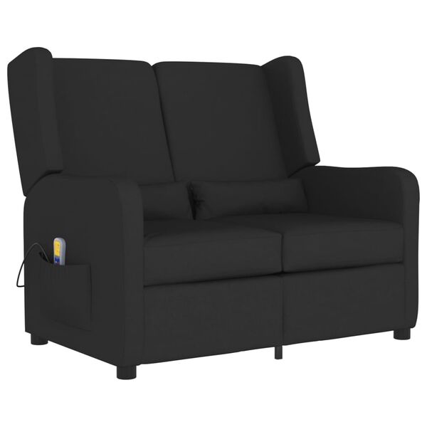 vidaXL 2-miestne skl&aacute;pacie mas&aacute;žne kreslo čierne l&aacute;tkov&eacute;
