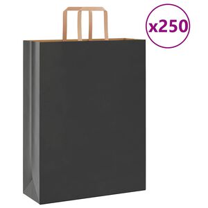 vidaXL Papierov&eacute; ta&scaron;ky 250 ks s r&uacute;čkami, čierna, 32x12x42 cm