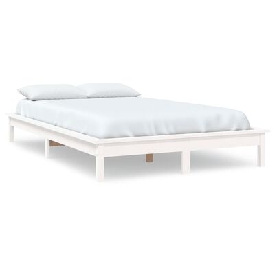 vidaXL Rám postele biely 135x190 cm dvojlôžko masívna borovica