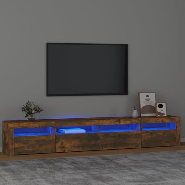 vidaXL TV skrinka s LED svetlami dymov&yacute; dub 240x35x40 cm