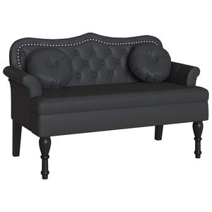 vidaXL Chesterfield lavica Čierna 120,5 x 65 x 75 cm Umel&aacute; koža