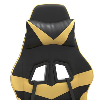 vidaXL Otočná herná stolička čierna a zlatá umelá koža