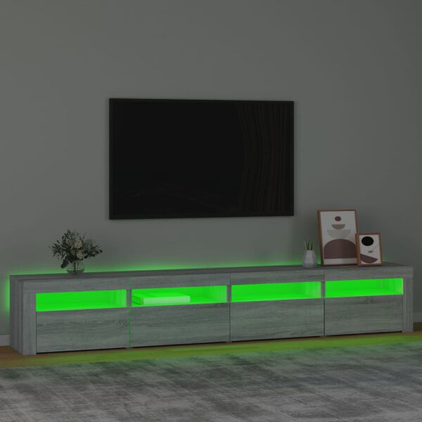 vidaXL TV skrinka s LED svetlami sivá sonoma 240x35x40 cm