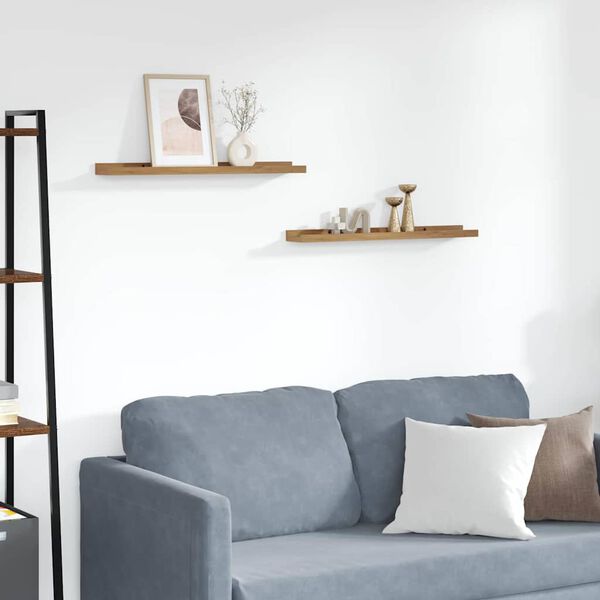 vidaXL Stenn&aacute; polica 2 pcs Hned&aacute; 60 x 9 x 3 cm Kompozitn&eacute; drevo