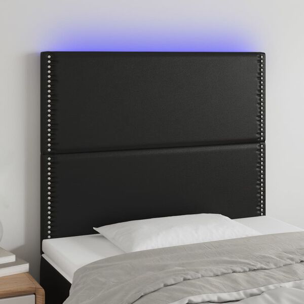 vidaXL Čelo postele s LED čierne 100x5x118/128 cm umelá koža