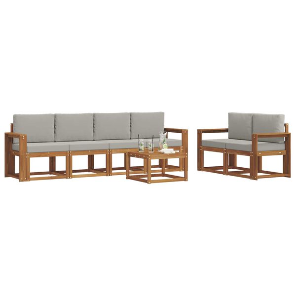 vidaXL Z&aacute;hradn&aacute; s&uacute;prava gaučov s vank&uacute;&scaron;om 7 pcs Pr&iacute;rodn&aacute; a svetlosiv&aacute;