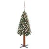 vidaXL &Uacute;zky osvetlen&yacute; vianočn&yacute; stromček s guľami, zelen&yacute; 150 cm, PVC