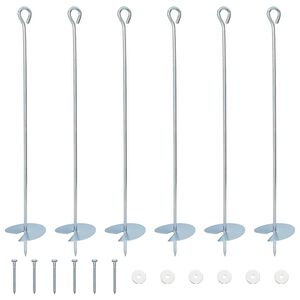 vidaXL Zemn&yacute; kotviaci predmet 6 pcs Strieborn&aacute; &Oslash;10 x 60 cm