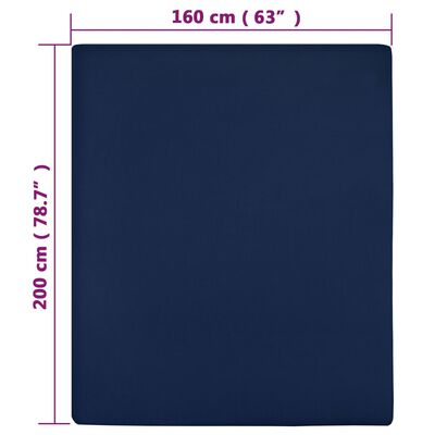 vidaXL Plachta Jersey námorn modrá 160x200 cm bavlna