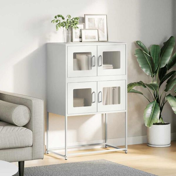 vidaXL Highboard White 68x39x107 cm Oceľ