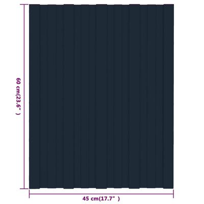 vidaXL Strešné panely 36 ks pozinkovaná oceľ antracitové 60x45 cm
