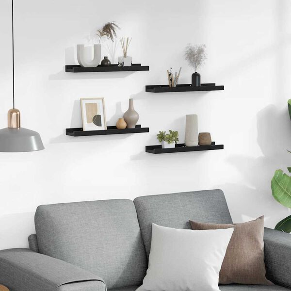 vidaXL N&aacute;stenn&eacute; police 4 ks, čierne 40x9x3 cm