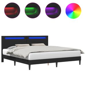 vidaXL R&aacute;m postele s LED p&aacute;sikmi Čierna 180 x 200 cm Umel&aacute; koža