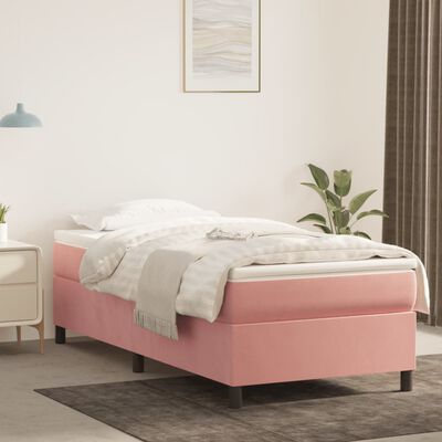 vidaXL Rám na boxspring posteľ ružový 90x200 cm zamat