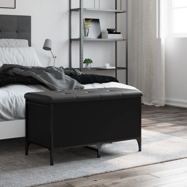 vidaXL Úložná lavička čierna 82x42x45 cm kompozitné drevo