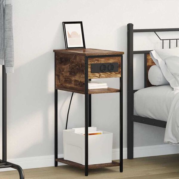 vidaXL Nočn&yacute; stol&iacute;k Dymov&aacute; dub 41 x 28 x 76 cm Kompozitn&eacute; drevo