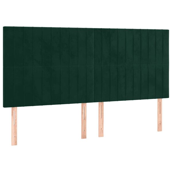 vidaXL Čelo postele tmavozelen&eacute; 200x5x118/128 cm zamatov&eacute;
