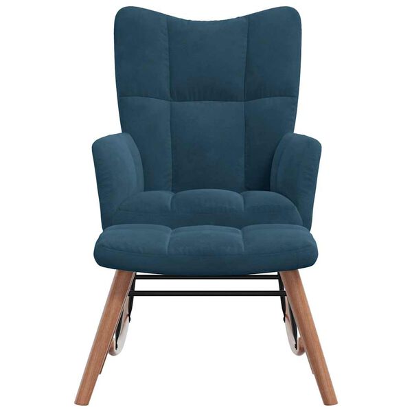 vidaXL Hojdacie kreslo so stoličkou, modr&eacute; zamatov&eacute;