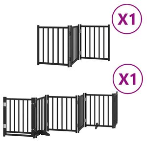 vidaXL Br&aacute;na pre psa dvere sklad. 9-panel. čierna 450cm topoľov&eacute; drevo