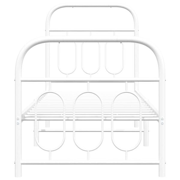 vidaXL Kovov&yacute; r&aacute;m postele s čelom a podnožkou biely 75x190 cm