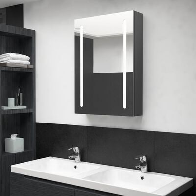 vidaXL LED kúpeľňová zrkadlová skrinka sivá 50x13x70 cm