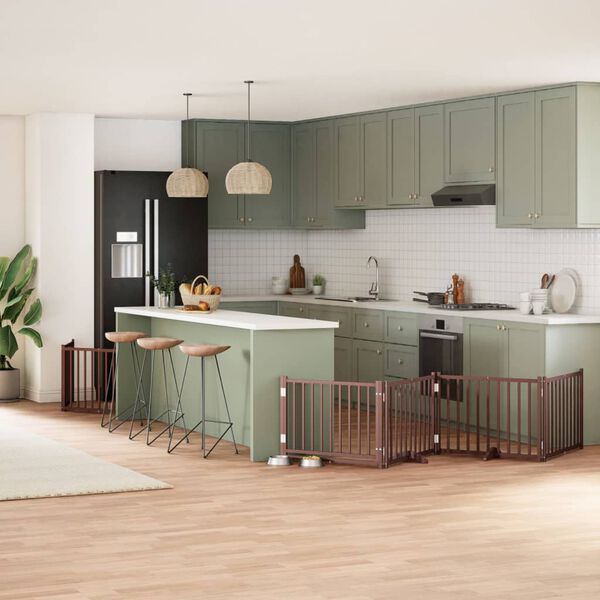 vidaXL Br&aacute;na pre psa s dverami sklad. 6pan. hned&aacute; 480cm topoľov&eacute; drevo