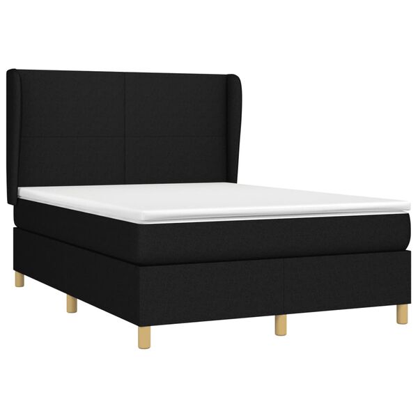vidaXL Posteľn&yacute; r&aacute;m boxspring s matracom čierny 140x200 cm l&aacute;tka