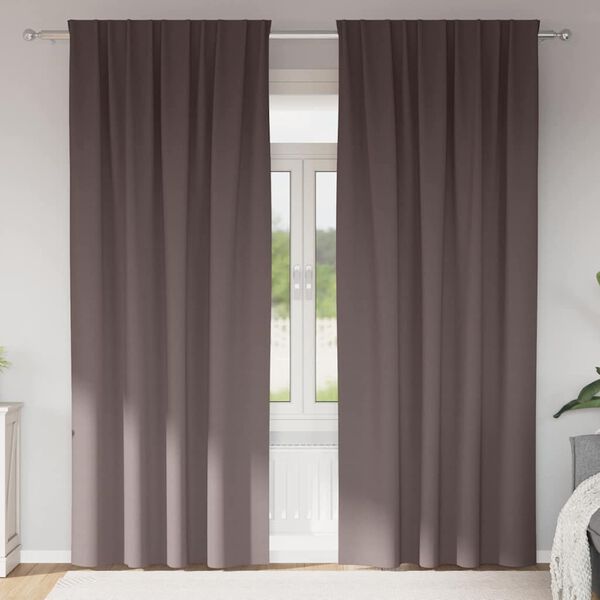 vidaXL Z&aacute;clony na zatemnenie s kr&uacute;žkami 2 pcs Tmavohned&aacute; 225 x 140 cm