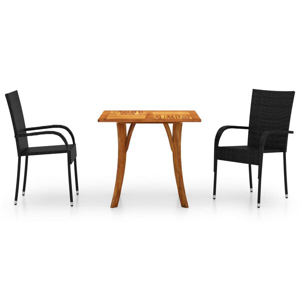 vidaXL 3-dielna z&aacute;hradn&aacute; jed&aacute;lensk&aacute; s&uacute;prava čierna